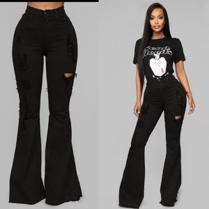 Mind Of Her Own Flare Jeans - Black